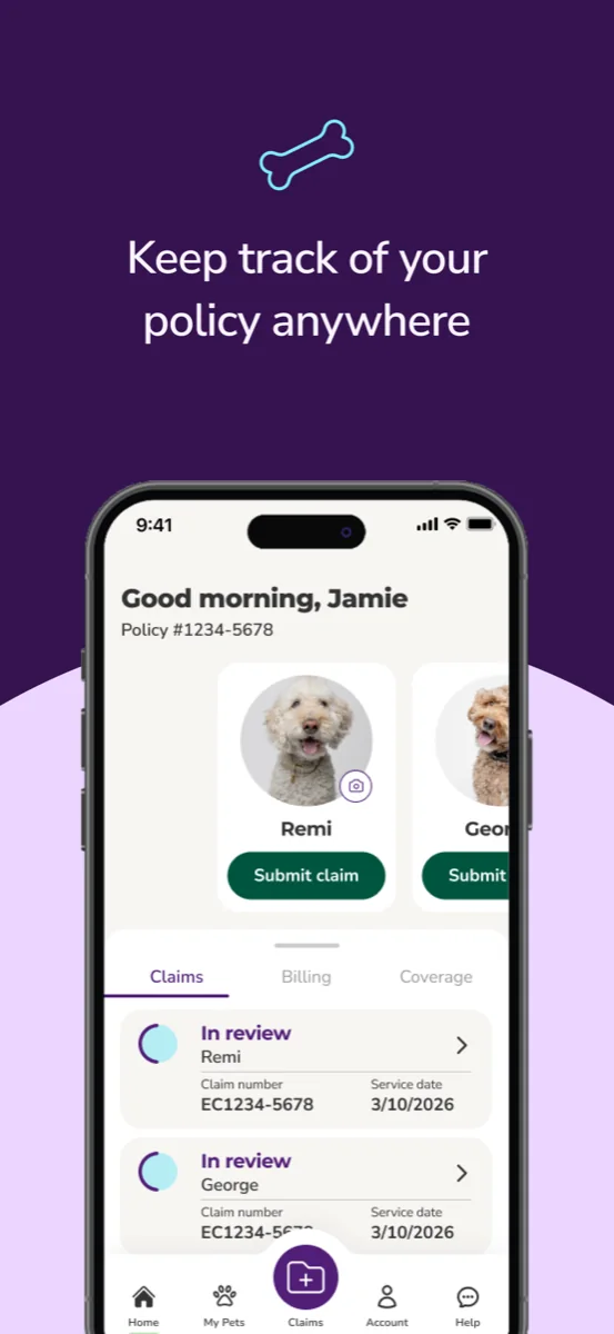 Home: track your policy and pets
