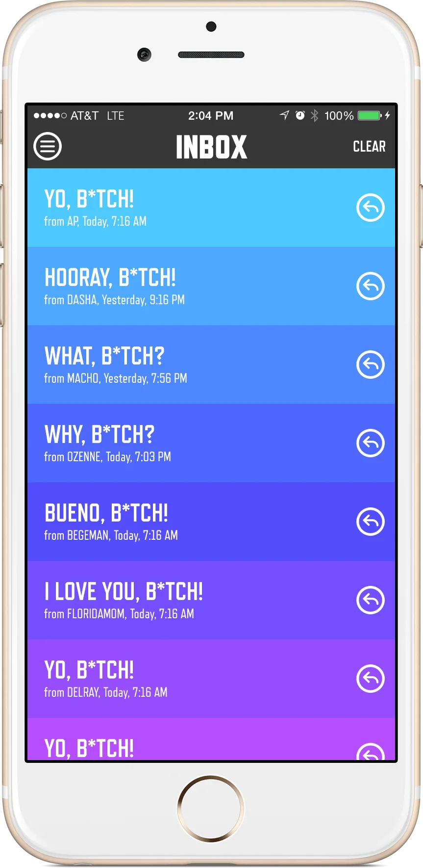 Inbox of received voice greetings