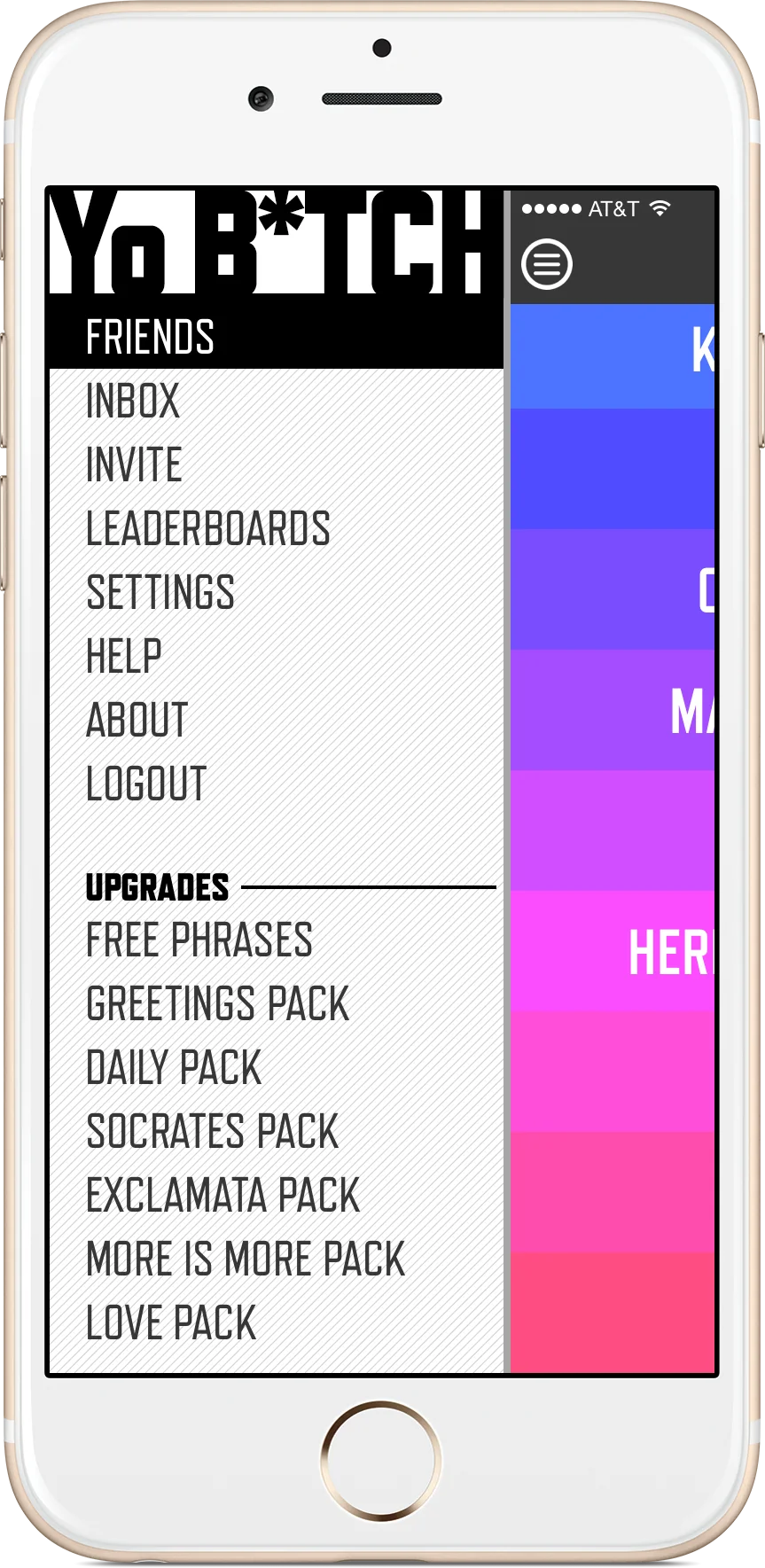 Side drawer with phrase packs and upgrades